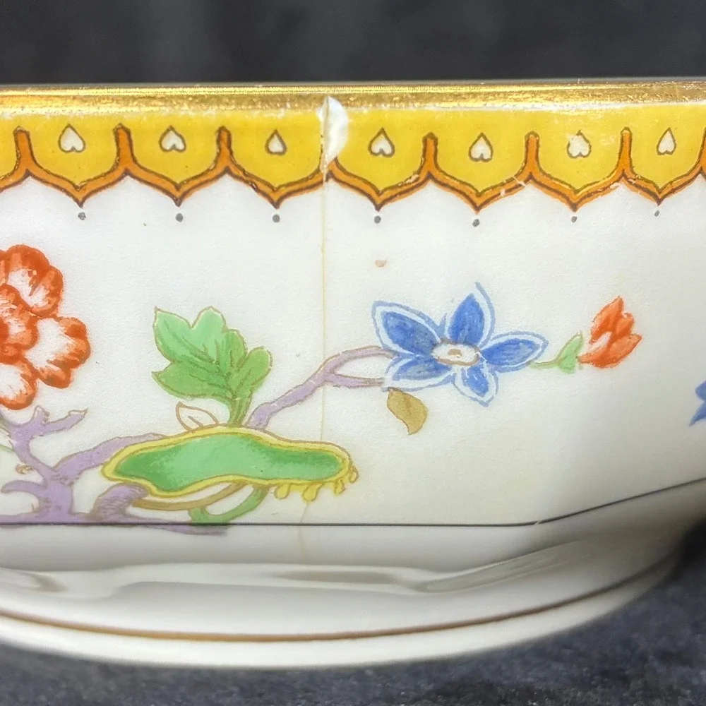 Theodore Haviland Limoges France Blois Bird of Paradise Bouillon Soup Bowl Gold